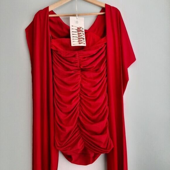 QED LONDON Multi Way Ruched Mini Dress Red Sz S - Picture 4 of 14